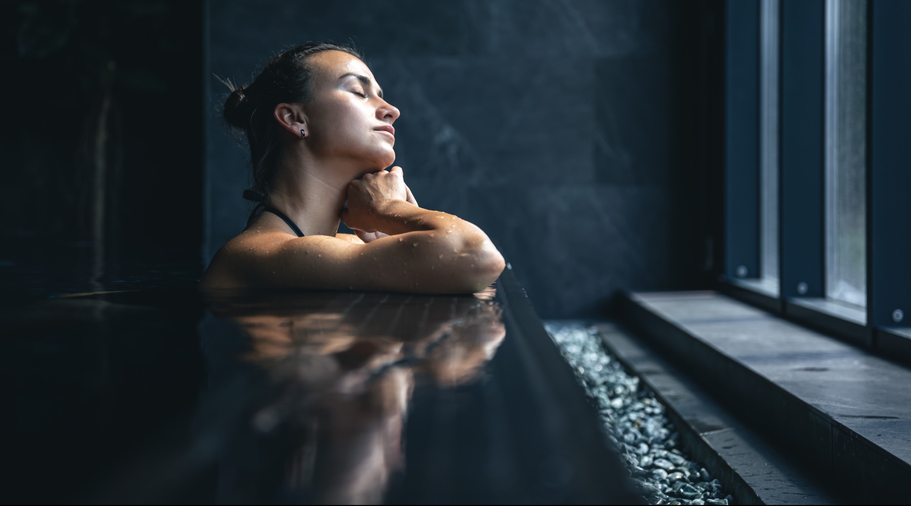 lady in cold plunge