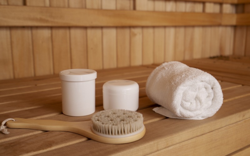 towel brush in a infrared sauna